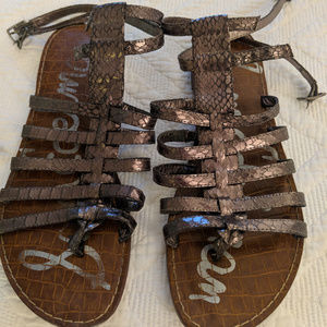 Sam Edelman Silver Snakeskin Gladiator Sandals